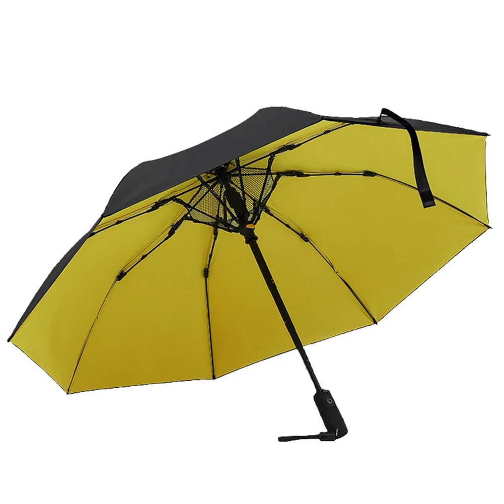 Umbrella with Fan USB Rechargeable UV Protection Umbrella Multi-Function Long Handle Umbrella for Daily Rain Protection