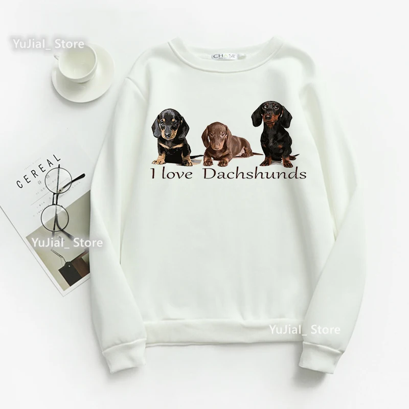 

I Love My Dachshund Graphic Print Hoody Women Harajuku Kawaii Dog Lover Sweatshirt Femme Long-Sleeved Jumper Dropshipping