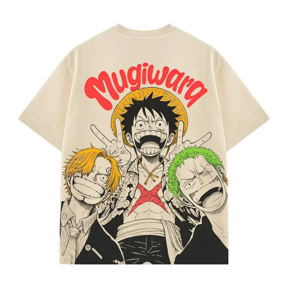 One Piece Mugiwara Trio Print T-Shirt, Luffy Zoro Sanji Anime T-Shirt, schnell trocknendes, atmungsaktives Oberteil für Männer, Frauen, Kinder
