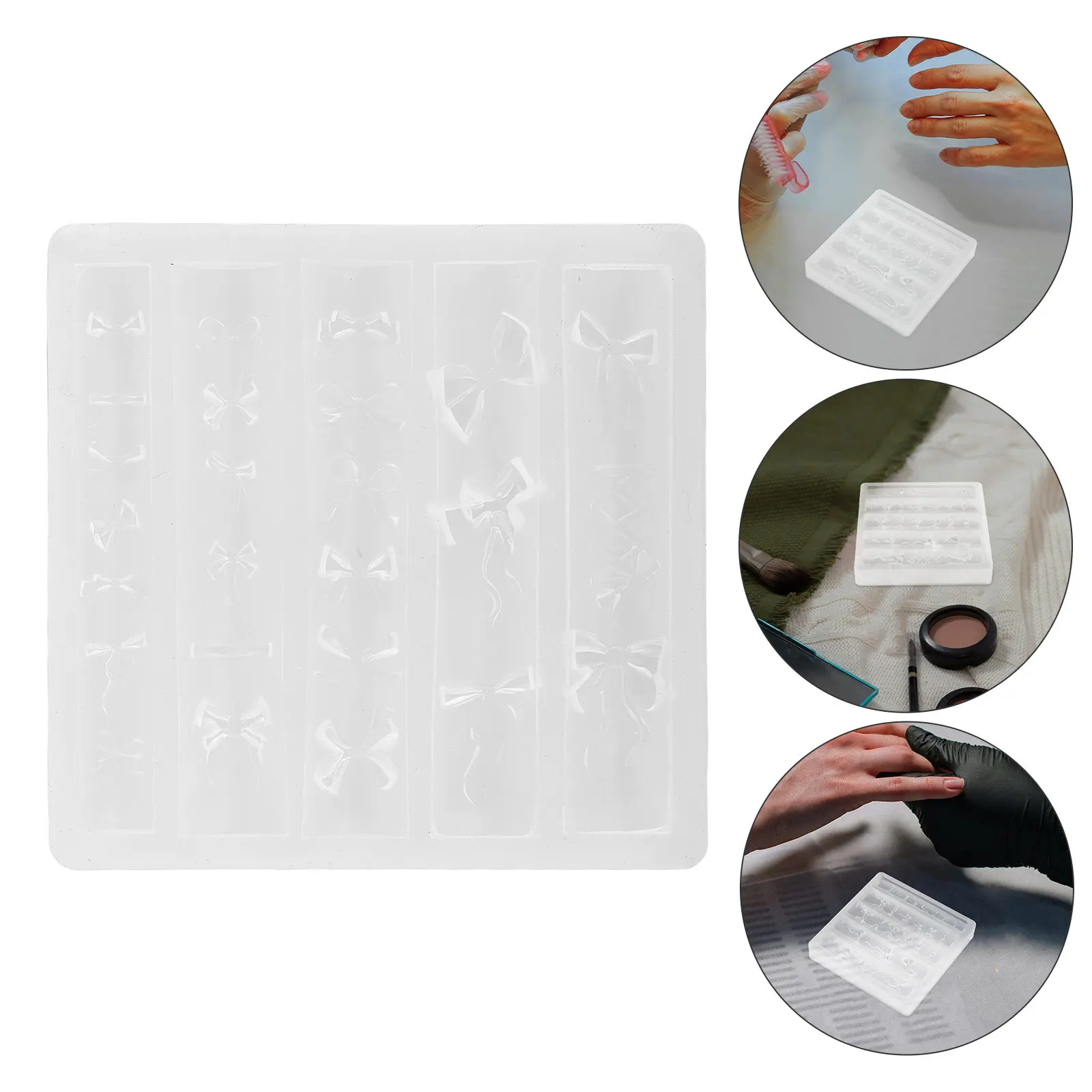 Bowknot Silicone Nail Mold 3D DIY Nail Art Decorations Reusable Cute Bow Accessories Embossed Tools for Beginners