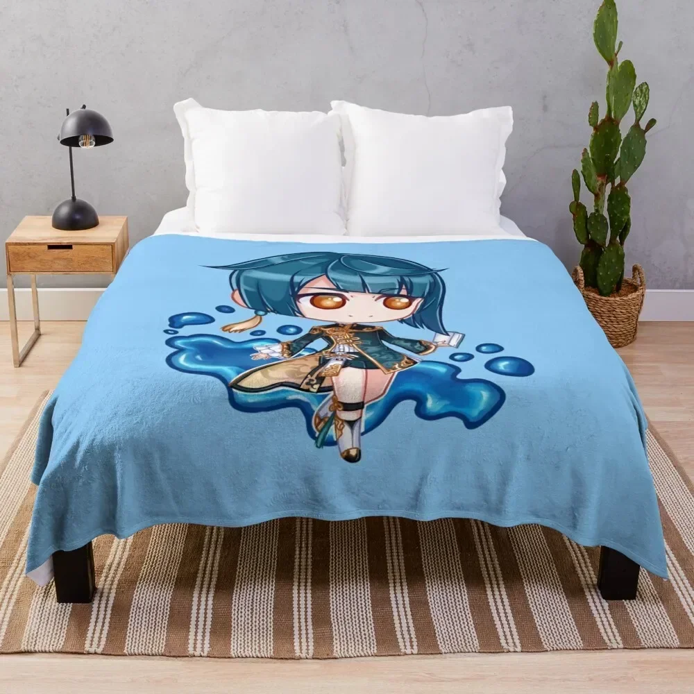 

Xingqiu chibi Throw Blanket Bed covers Summer Beddings Flannels Furrys Blankets Luxury St christmas gifts Blankets