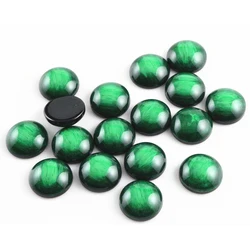 New Fashion 40pcs 12mm Green Colors Stylish Brushed Style Flat back Resin Cabochons Cameo-V5-06
