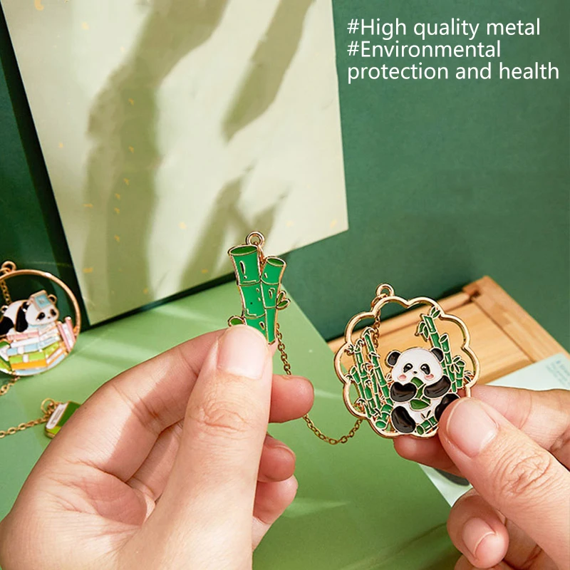 Metal Bookmarks Cute Cartoon Panda Book Page Pendant Creative Student Stationery Advanced Sense Reading Book Page Holder