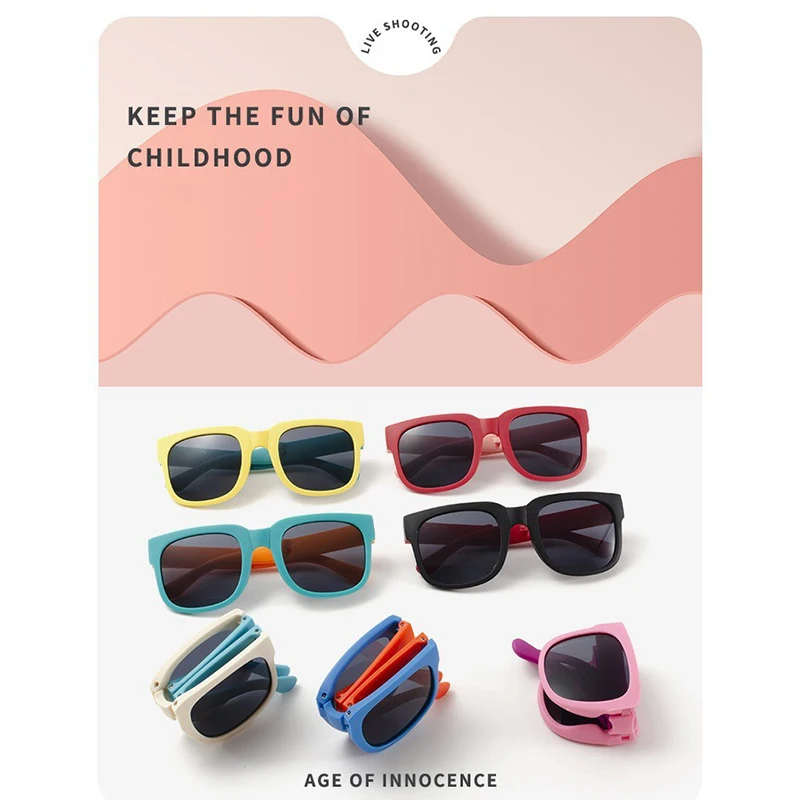 Lunettes de soleil pliantes pour enfants, lunettes de soleil pour garçons et filles, lunettes de degré UV, lunettes de soleil pour bébé, mode pour filles, tendance pour garçons