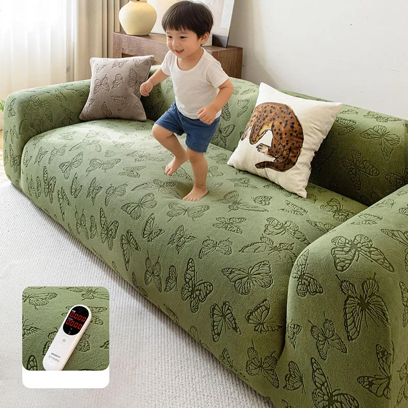 Retro Butterfly Jacquard Velvet Sofa Cover Autumn and Winter Warm Solid Couch Covers Anti-Skid Furniture Protection Slipcover