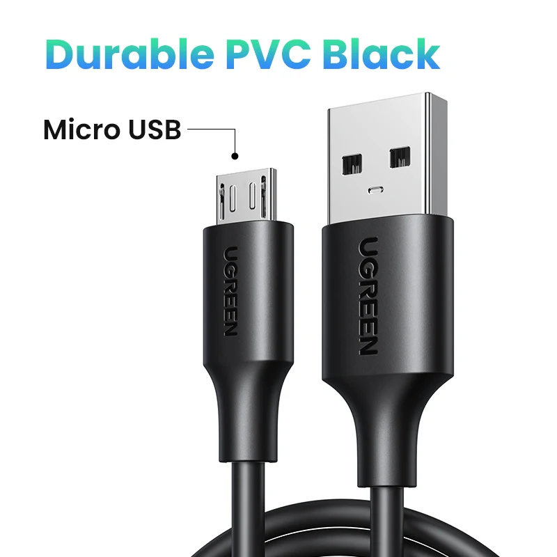 Ugreen Micro USB-kabel 2A Nylon Snelle Oplaadkabel voor Samsung Xiaomi HTC USB-oplader Gegevenskabel Mobiele Telefoon Kabel