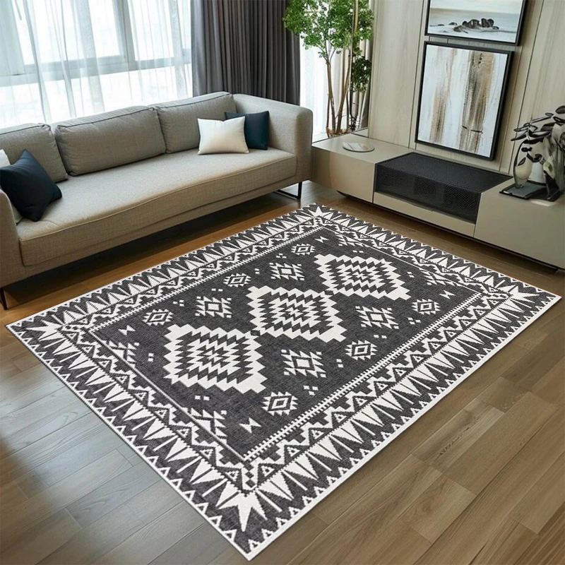 Bohemian Tribal Geometric Kilim Rectangular Carpet Vintage Soft Decorative Floor Mat for Living Room Bedroom Home Decor