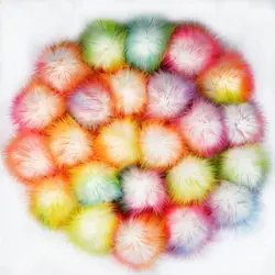 16 Stück Kunstfell-Pom-Pom-Bälle zum Selbermachen, Kunstfuchsfell, flauschiger Bommel mit elastischer Schlaufe für Hüte, Schals, Handschuhe, Taschen, Zubehör