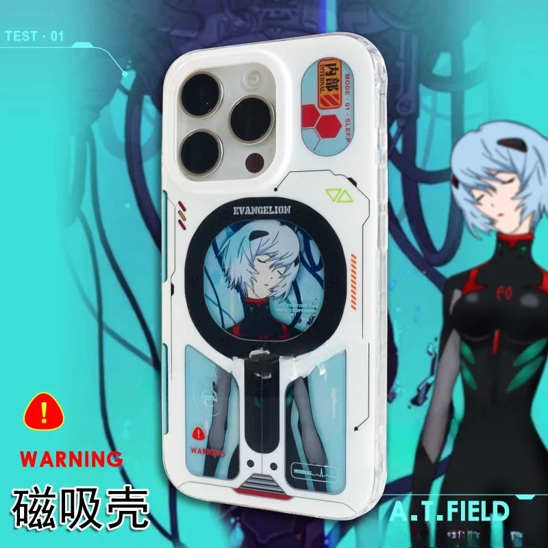 EVA EVANGELION anime cartoon cute Ayanami Rei magnetic double-layer mobile phone case magnetic bracket for iPhone Huawei Mate