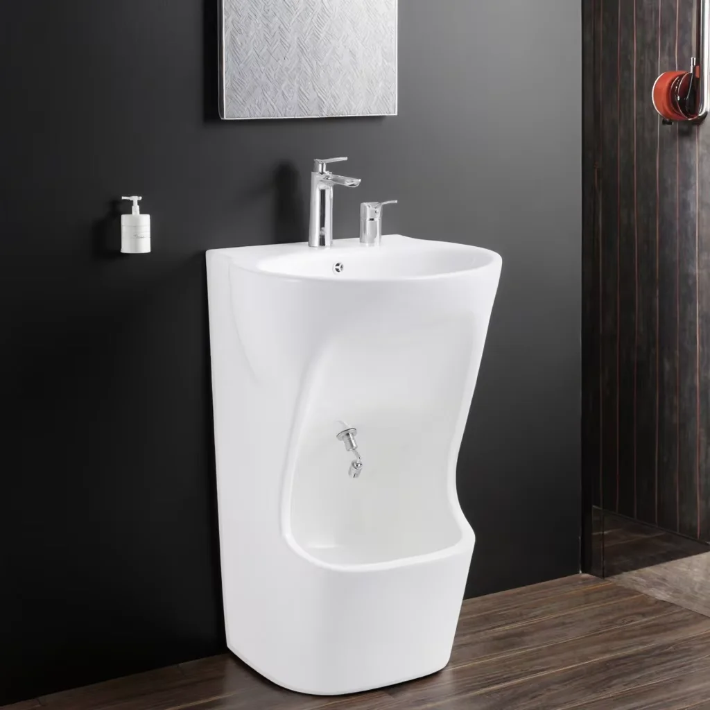 Bright-colored Glazed Muslim-style Double-tier Standing Foot-washing Fixtures Basin Set (conforming to Halal Standards)