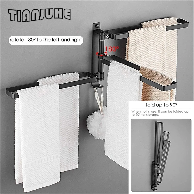 Bad Rotierenden Handtuch Bar Wand-Montiert Handtuch Rack Drei-bar Folding Arm Rotierenden Kleiderbügel Handtuch Rack Lagerung Rack
