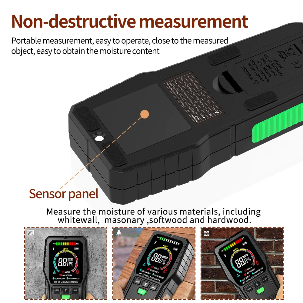 R&D MT28 Non-contact Digital Wood Moisture Meter Electromagnetic Damp Meter Wood Humidity Tester Hygrometer Timber Damp Detector