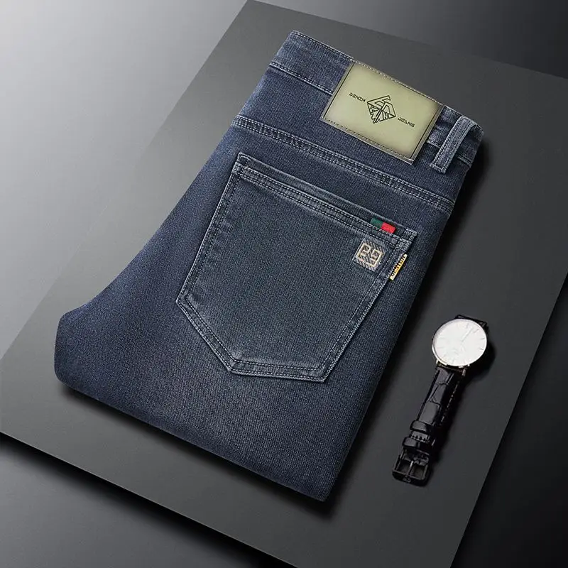 

Мужские джинсы Slim Fit: повседневные, деловые, свободного прямого кроя, молодежные, эластичные, длинные брюки из хлопкового стрейч-денима для весны и осени