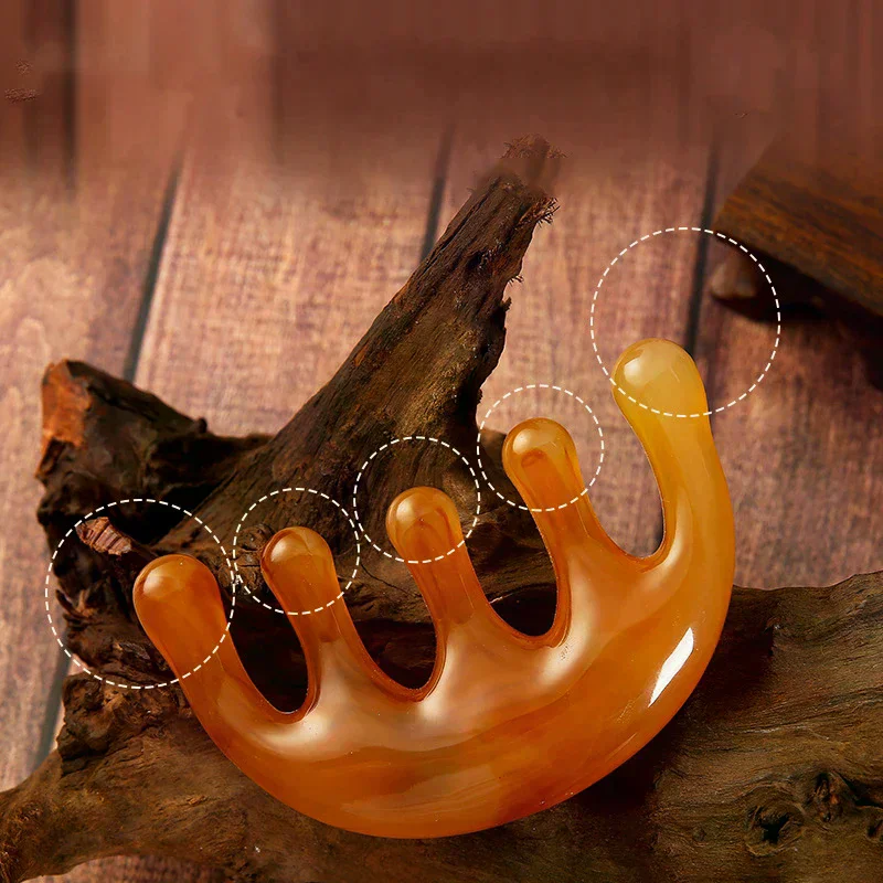 

Big Teeth Head Acupoint 5-Tooth Meridian Blood Massage Comb Resin Large-Tooth Head Massage Tool 5-Paw Half Round Shap Comb