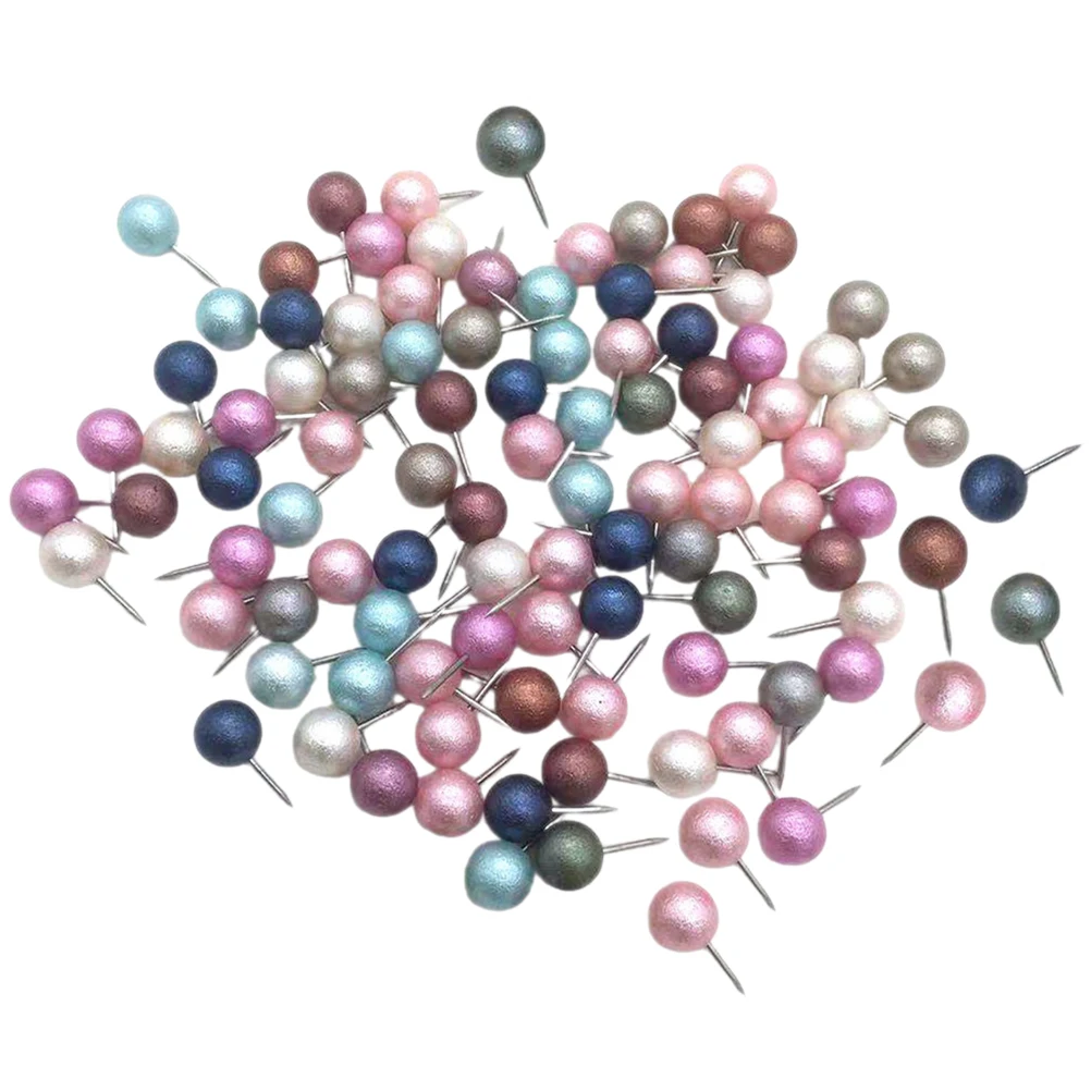 

100 Pcs Ball Pushpins Board Pin 10mm Cute Glossy DIY Crafts Decorative Board Pins Multicolor Map Straight Needle