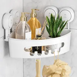 TAILI Corner Shower Shelves with Suction Cups, Wall Mounted Organizer Rack for Bathrooms, Kitchen, Removable Drill-Free Shelf