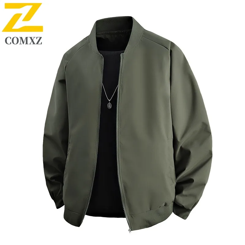 

COMXZ 2025 Men Loose Fit Baseball Collar Coat Solid Color Casual Wear Autumn Flight Big Size Jacket New Arrival