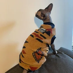 Cat Sweater Kittens Warm Fleece Short Sleeves Brown Sweatshirt Short-legged Cat Clothes Green Coat for Devon Rex Cat Supplies