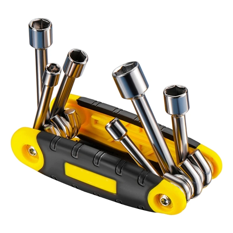 6 in 1 Folding Nut Driver Set Steel Shafts Aluminum Handle Folding Wrenches 5mm 6.0mm 8mm 9mm 10mm 12mm