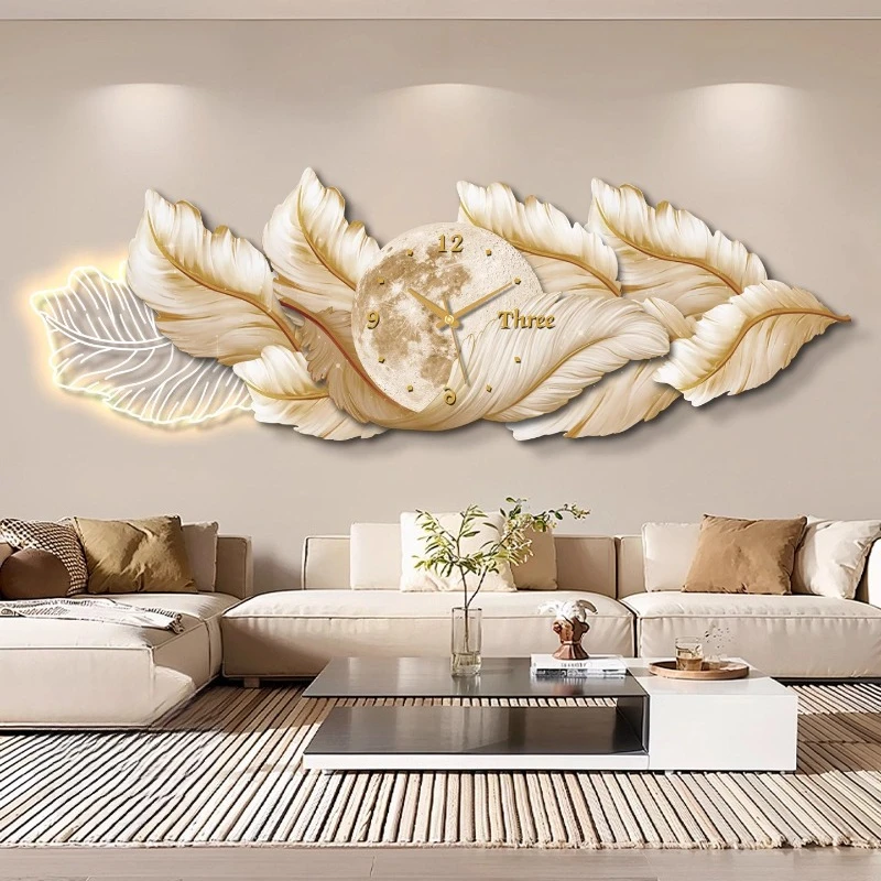 Modern living room decoration painting clock sofa background wall Clock hanging painting creative luxury Interior home decor