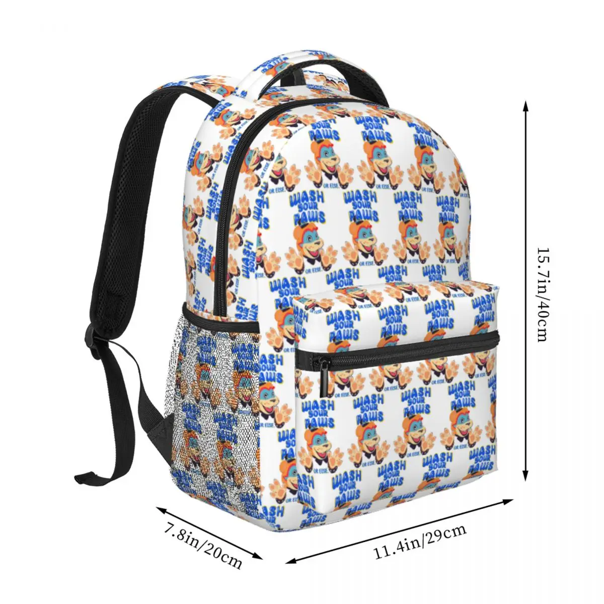 Wash Your Paws Or Else Backpack Student BookBag Kids School Bag Laptop Shoulder Bags for Boys Girls
