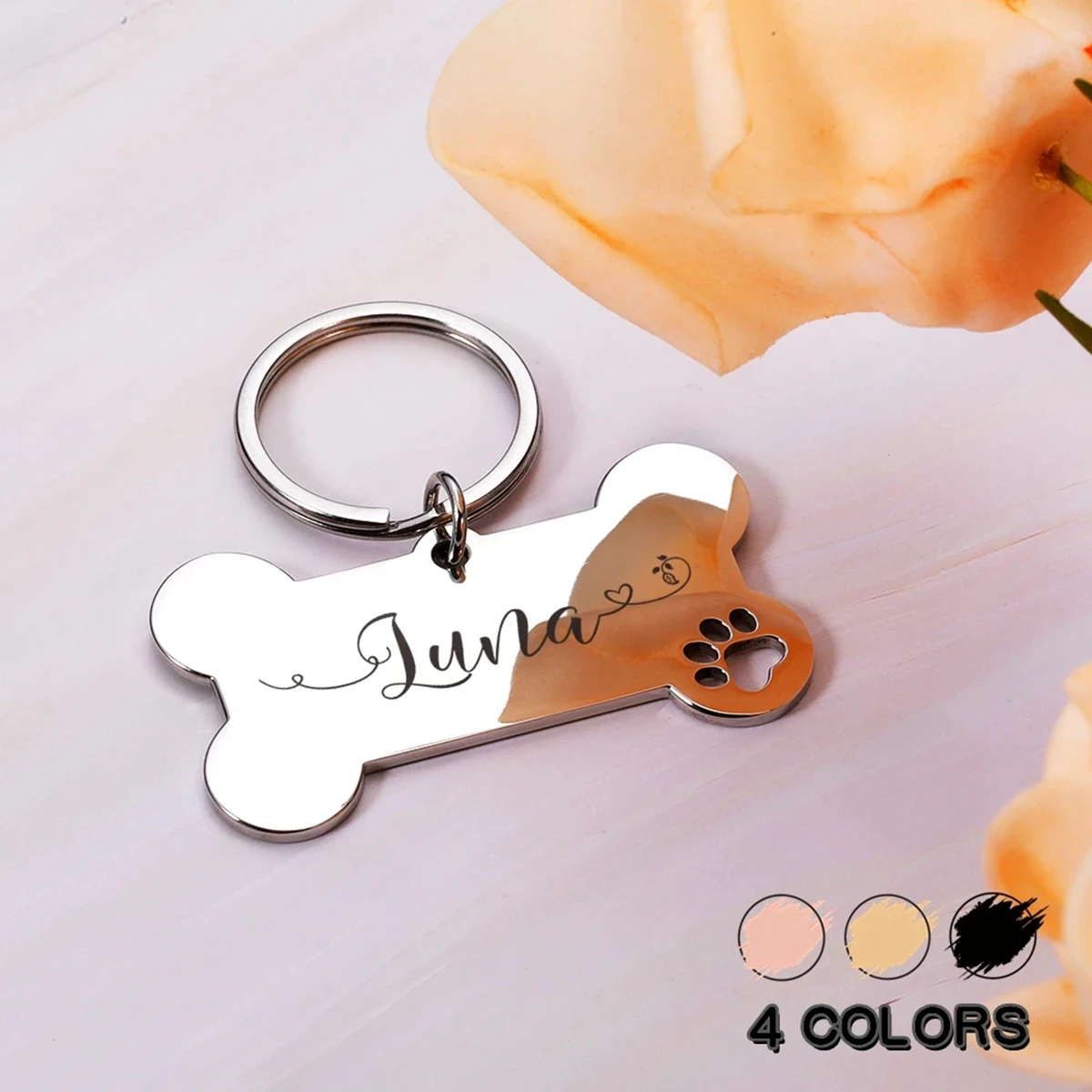 1 unidad de texto personalizado creativo, el nombre del amor, línea ondulada, etiquetas personalizadas para perros, Collar de perro personalizado con nombre para etiqueta de perro