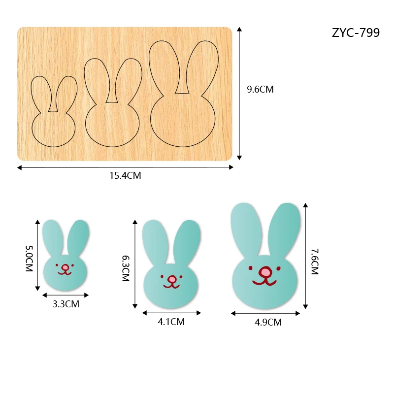 

ZYC-799 rabbit wooden cutting mold suitable for diecutting machines