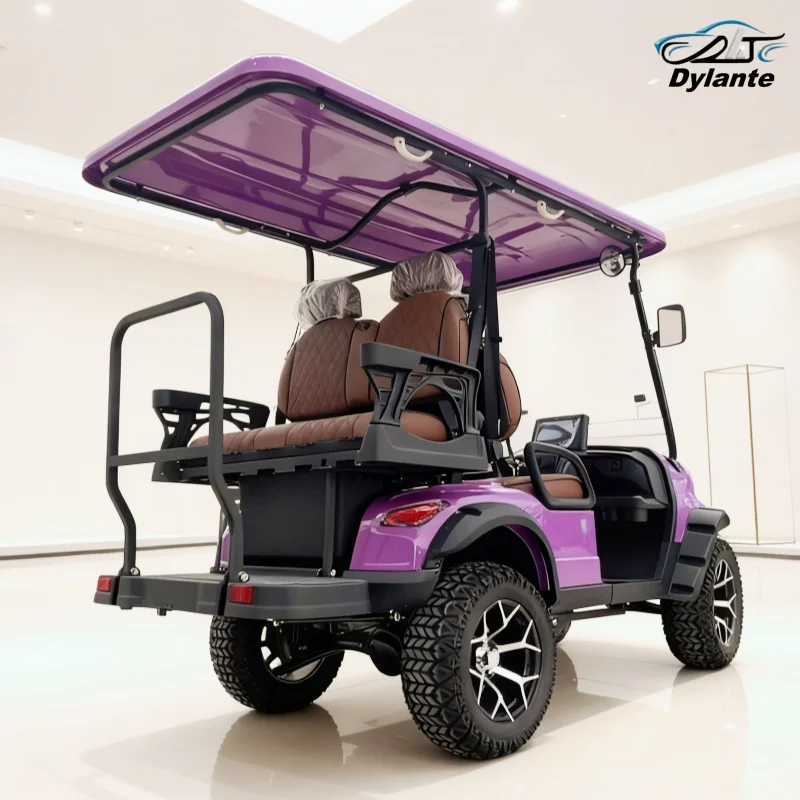 CE-geprüfter 6-Sitzer-Elektro-Golfwagen für Touristen, elektrischer Golfwagen mit Ledersitz und Kopfstütze, 14-Zoll-Offroad-Reifen