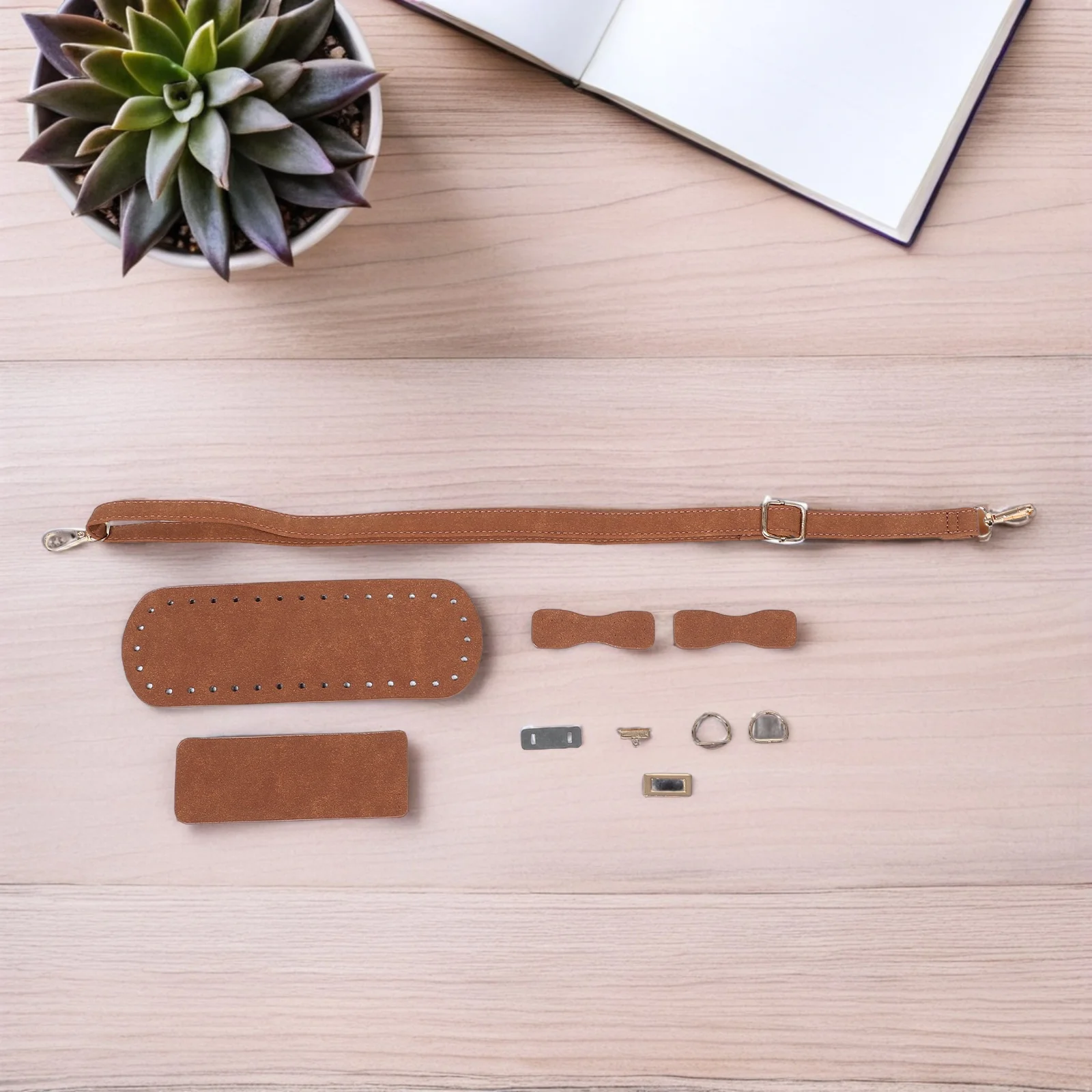 1Set Vintage Style PU DIY Bag Craft Kit Purse Handles Shoulder Straps Adjustable Crossbody Handbag Making Kit