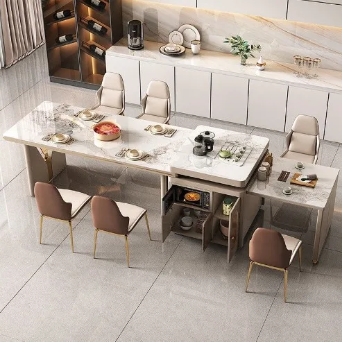 

Light luxury, slate, island, dining table, movable, multi-functional, retractable, household, restaurant