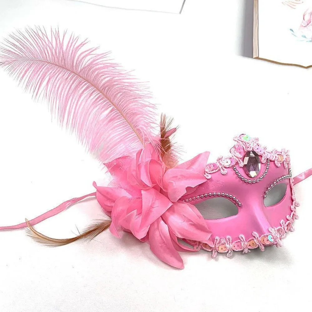 Fancy Rhinestone Half-Face Mask Multicolor Seductive Style Feather Mask Fancy Prom Cosplay Masquerade Ball Mask Girl