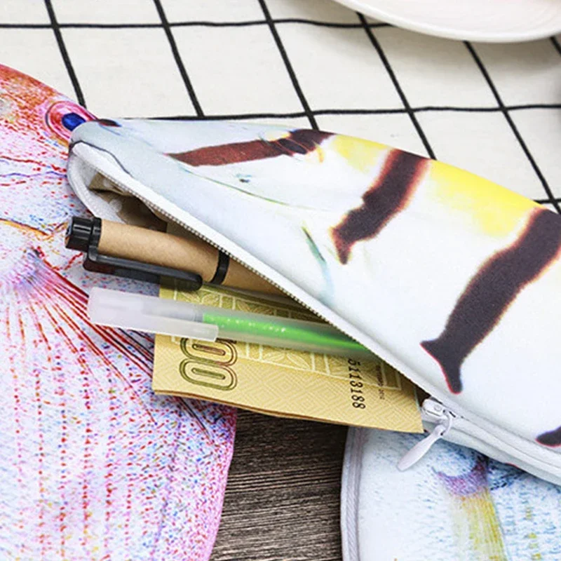 Cute Simulation Fish Pencil Case Kawaii Cartoon Zipper Pencil Box Large Capacity Portable Storage Bag Stationery Holder Pen Bags