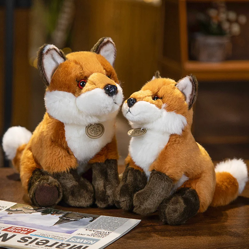 Cute Simulation Fox Plush Toy Kawaii Stuffed Wild Animals Lovely Lifelike Plushies Fox Soft Kids Toys Birthday Gifts Home Decor