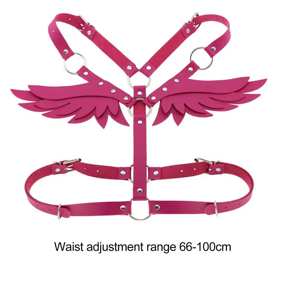 Angel Wing Faux Leather Adjustable Harness Waist Shoulder Bondage Halterneck