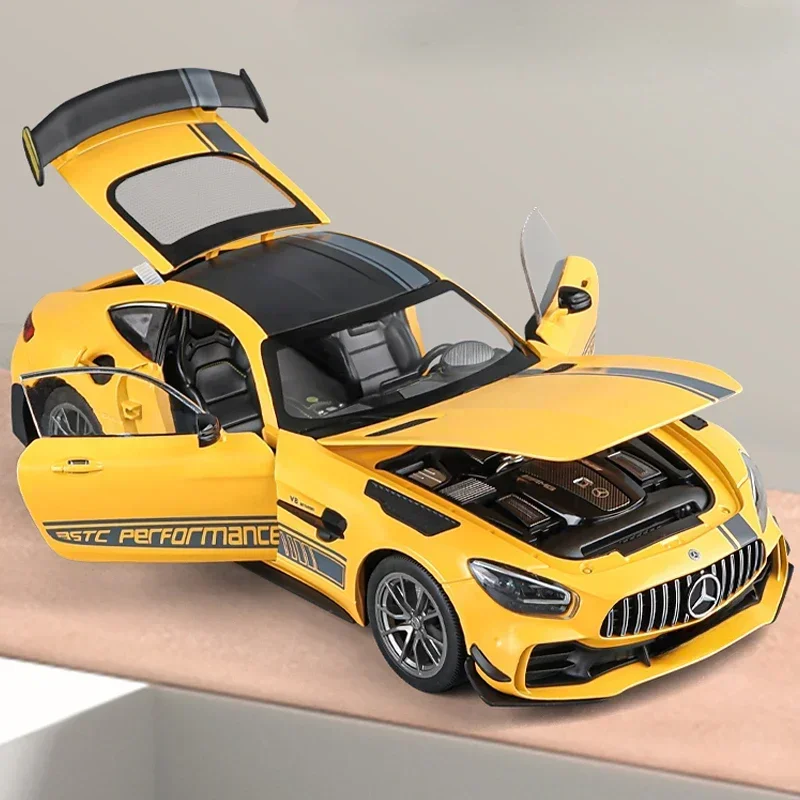 Tamanho grande escala 1:18 benz gt r verde demônio super carro modelo diecasts brinquedos veículos crianças meninos presente de aniversário decoração para casa