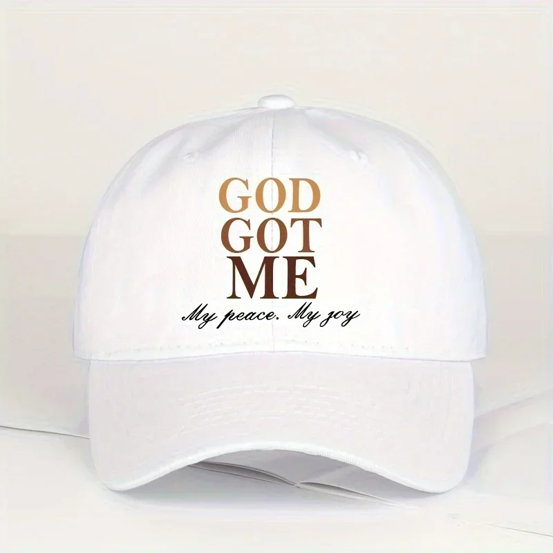 Cool Hippie Curved Brim Baseball Cap, God Got Me Print Premium Trucker Hat, Snapback Hat For Casual Leisure Outdoor Sports