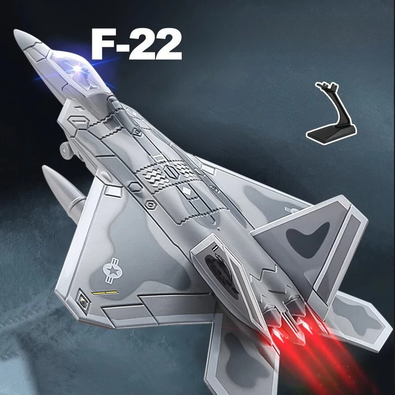 

F-22 Raptor Стелс-истребитель, детская военная игрушка из сплава, модель самолета, орнамент с откатным механизмом, имитация мальчика, игрушка в подарок