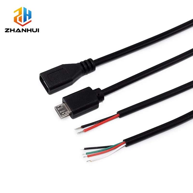 1/2/5Pcs Micro USB Male/Female Cable 2Pin Power/4Pin Data Extension Cord for DIY Charging & Sync