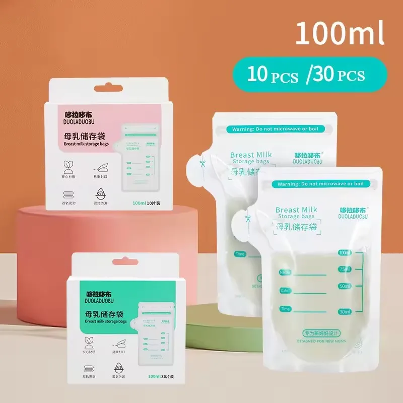 جديد 10 قطعة حقيبة تخزين حليب الثدي المتاح 100 مللي قدرة حقيبة تخزين الحليب المجمد BPA الحرة