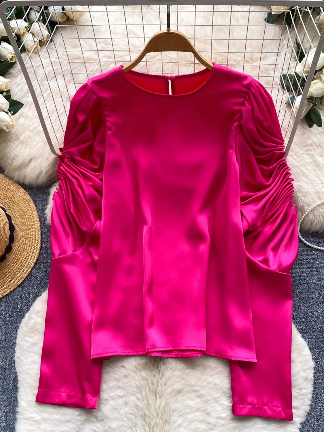 Elegant Commuter Style Long Sleeve Bubble Sleeve Open Cardigan Shirt Women Loose Design Sense Top Stylish Shirt for Autumn