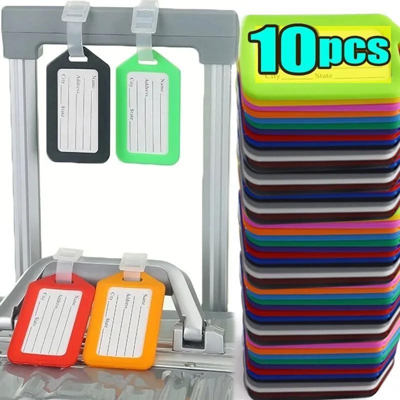 2/10PCS Luggage Tags Durable Plastic Baggage ID Holders with Address Label Travel Suitcase Name Tags for Women Men