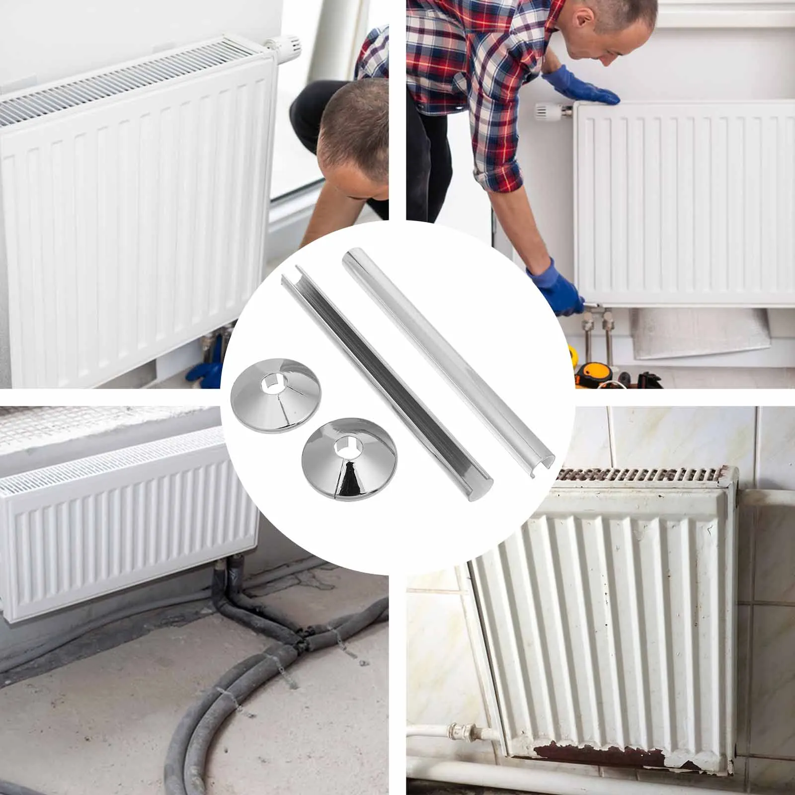 

1 set Radiator Pipe Cover Plastic Heating Pipes Covers Sleek Design For Living Bath Kitchen Decorative Tube Sleeves Hide Gaps