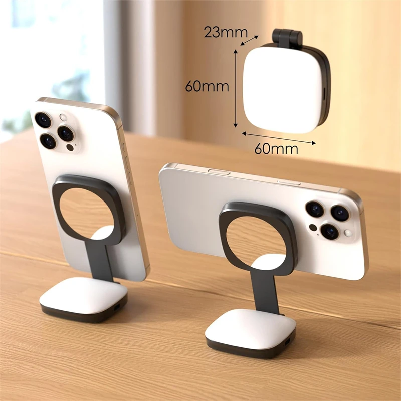 Foldable Magnetic Phone Selfie Light with Mirror for Magsafe IPhone 16 15 Fill Light Led Ringlight Video Photography Accessories
