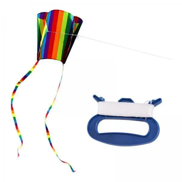 Giant Colorful Diamond Kite Stripe Pattern Lightweight Strong Line Outdoor Flying Toy for Kids and Adults