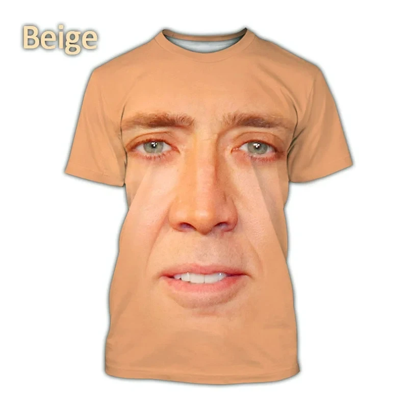 2024 New Funny Nicolas Cage Printed 3D T-shirt Male Summer Fashion Men Women O-neck T shirts Novel and interesting Clothing Tops