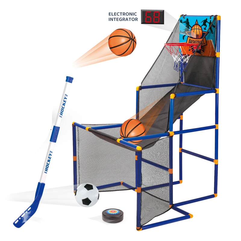 Sport Scoring Game Basketball Football Hockey 3 in 1 Kids Basketball Stand Toy