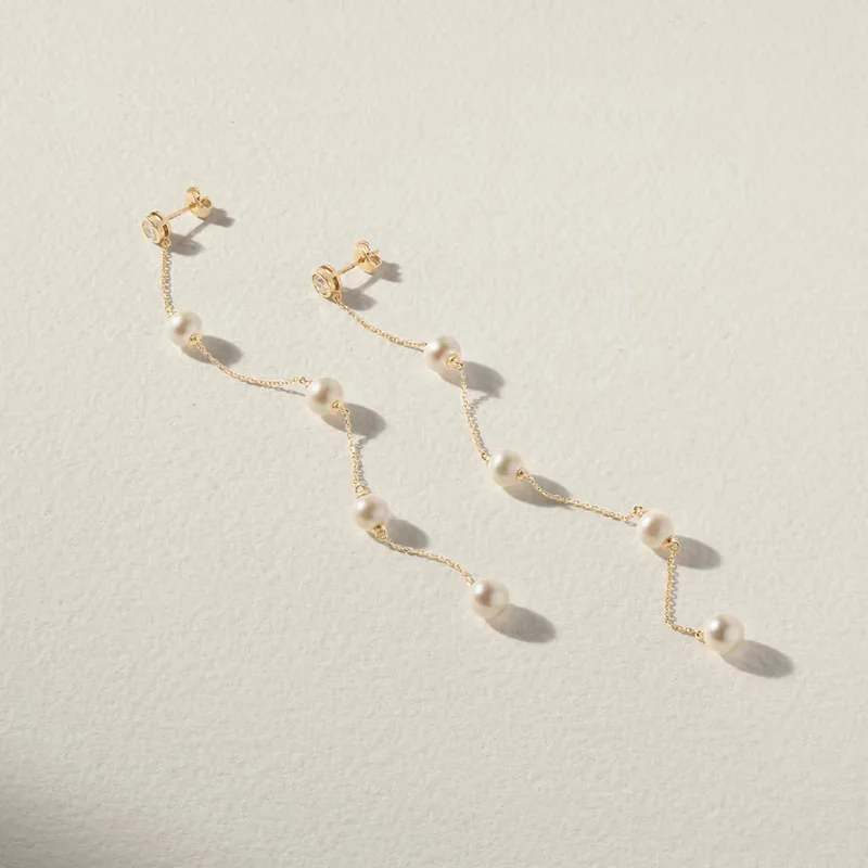 Fashion new pearl earrings simple temperament fringed earrings niche jewelry women's earrings