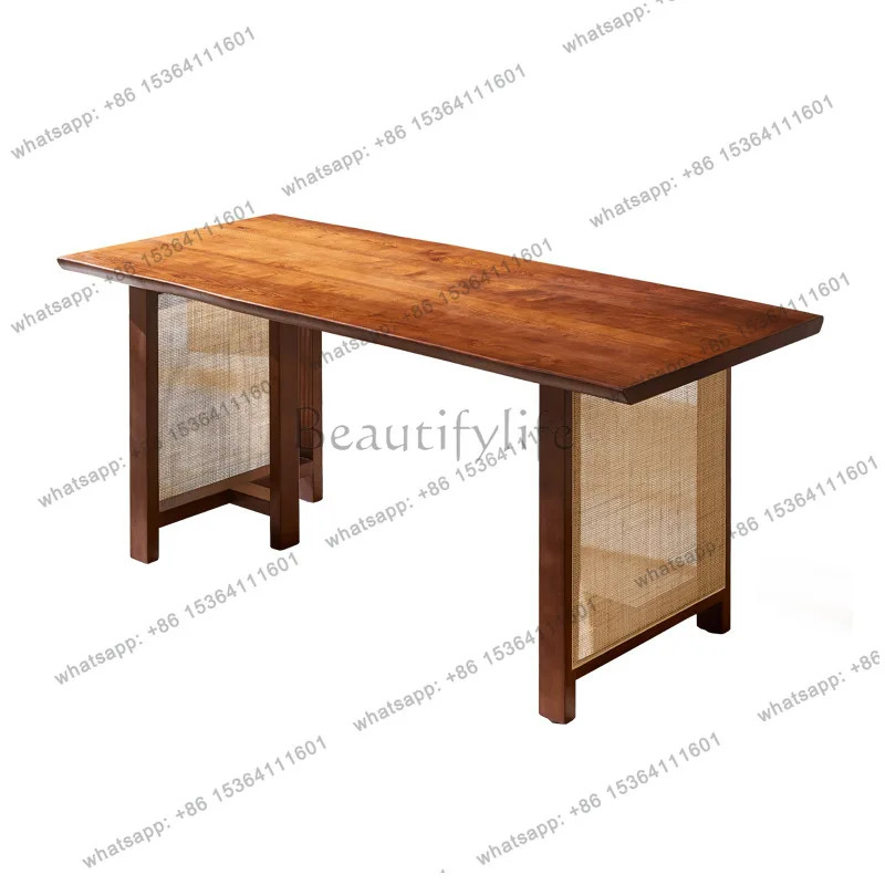 

Скандинавский обеденный стол из массива дерева для гостиной, прямоугольный, простой, современный, из японского дуба.