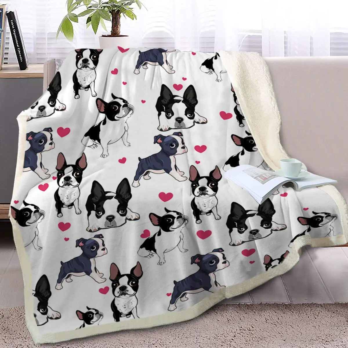 Boston Terrier Blanket Soft Cozy Boston Terrier Cute Puppy Dog Throw Blanket for Kids Girls Women Adults Boston Dog Lover Gifts