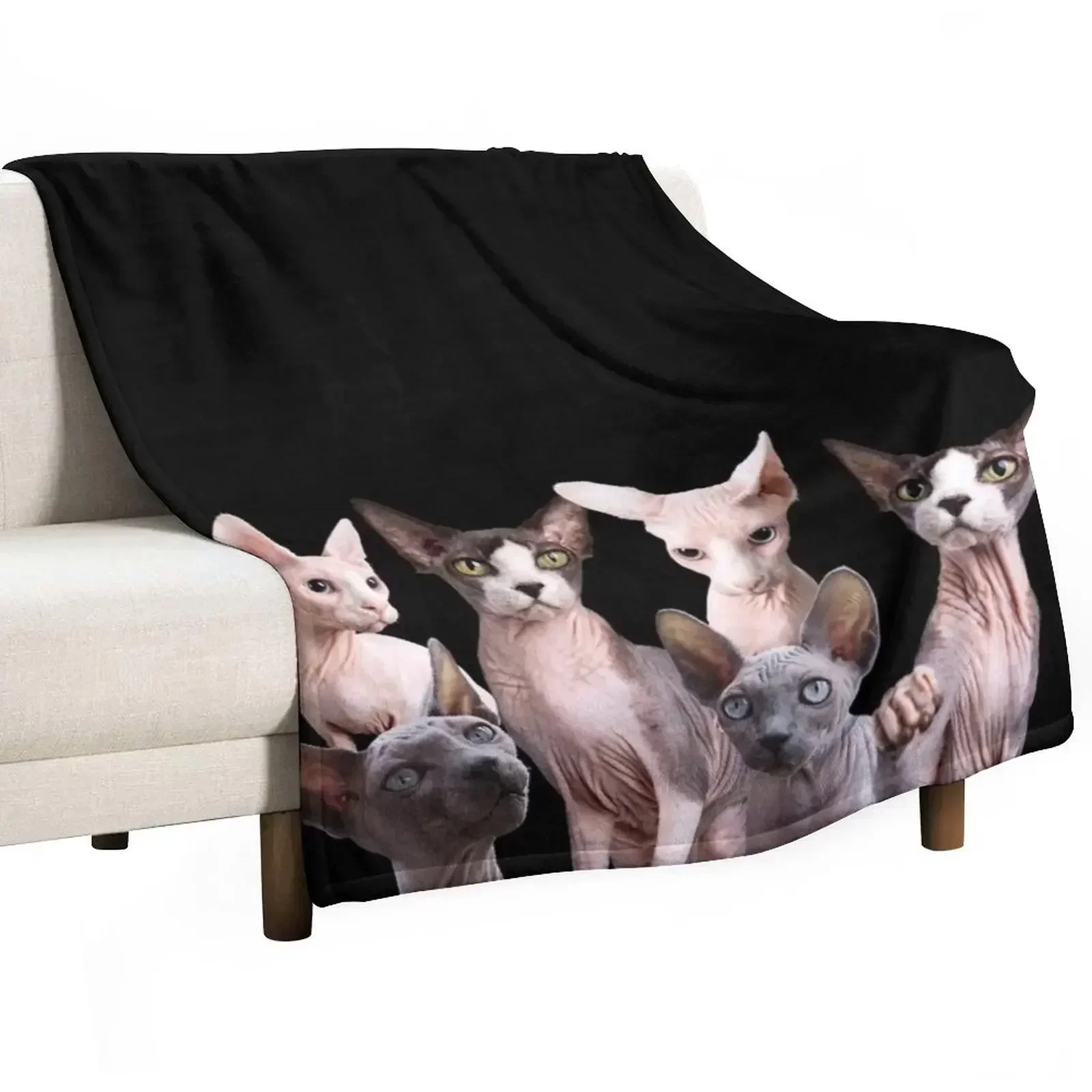 

Sphynx Cat Throw Blanket Flannel decorative Blankets